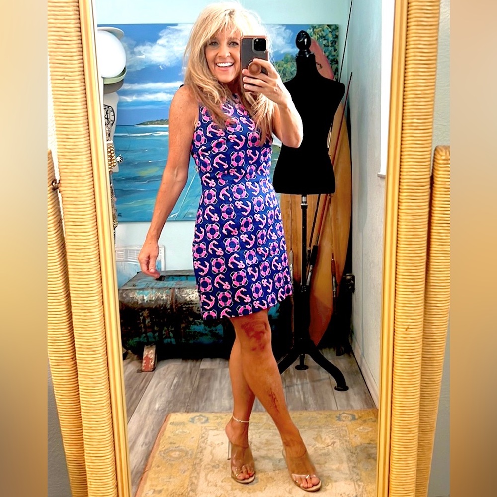 Macbeth Collection by Margaret Josephs Blue and Pink Dress